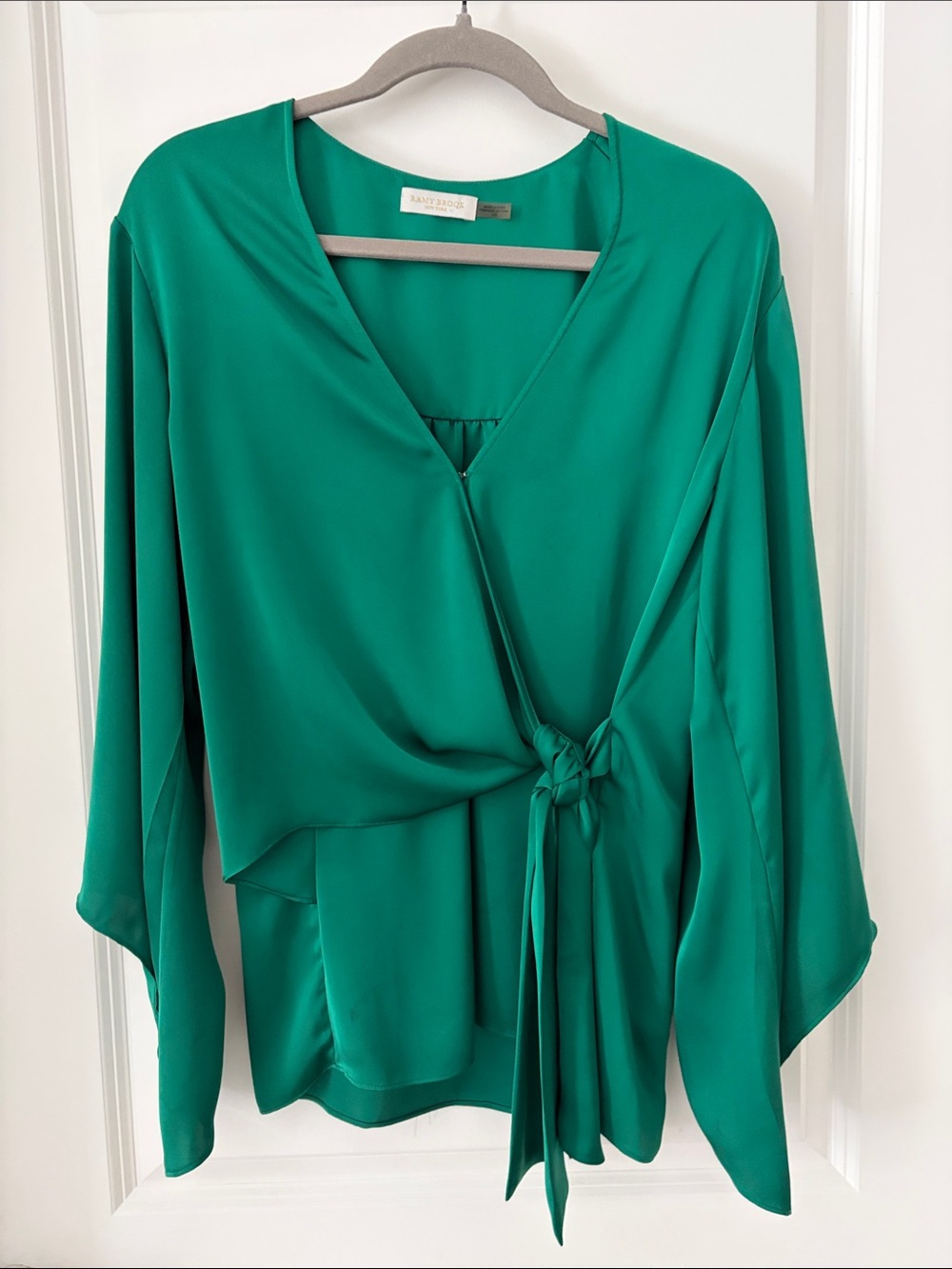 Ramy Brook Emerald Green Wrap Tie Blouse